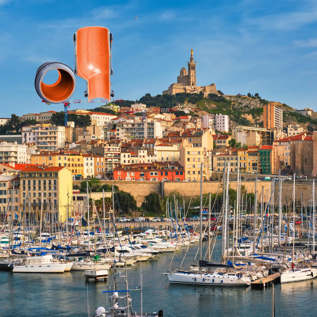 Sections de tuyaux en PVC orange pour chemisage Marseille des réseaux eaux usées