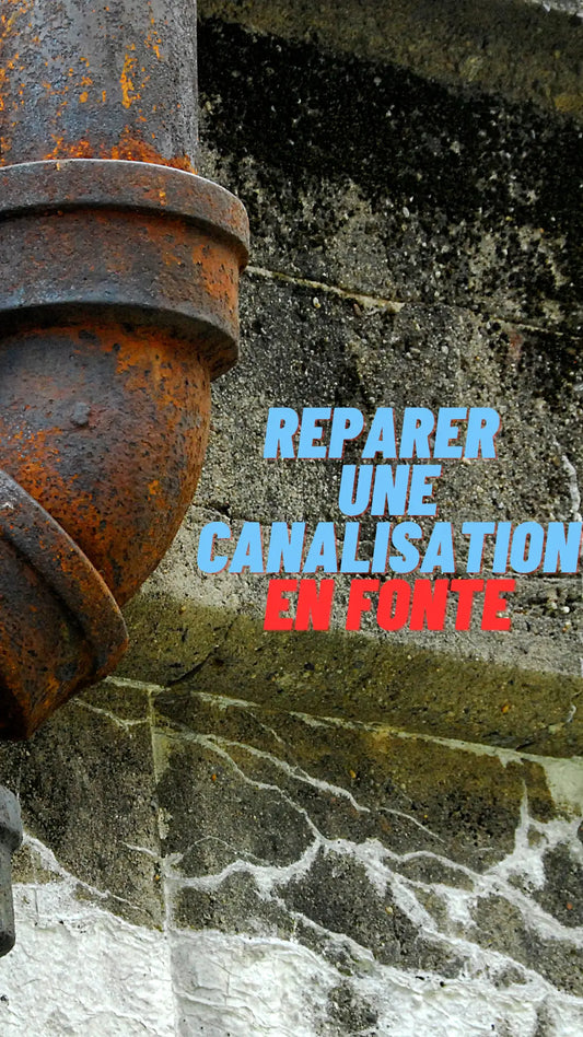 Rupture de canalisation existante en fonte avec réparation traditionnelle, vue d’une canalisation rouillée