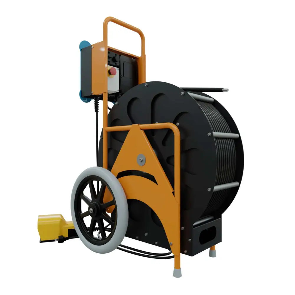 Enrouleur de tuyau portable pour canalisation robot avec panneau de contrôle et pédale
