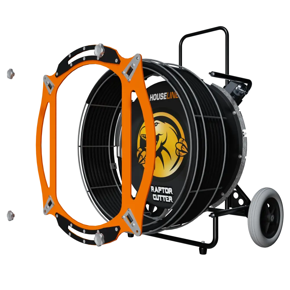 Machine de nettoyage à sec Raptor Cutter avec cadre orange pour destruction ouverture canalisation